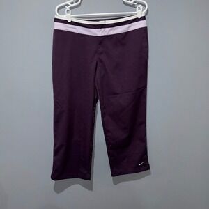 Nike Capri Pants Womens Medium Purple Polyester Golf Athletic Crop Y2K Trendy